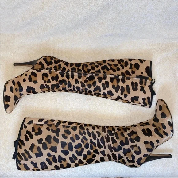 Y2K HTF Rare Blumarine Leopard Print Pony Hair Stiletto Boots - Picture 2 of 6